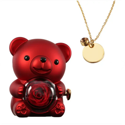 Ours Rose Éternelle avec Disque Personnalisé