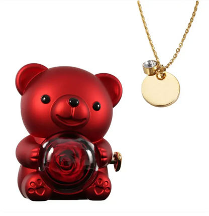 Ours Rose Éternelle avec Disque Personnalisé