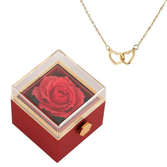 Coffret Rose Éternelle avec Collier Gravé