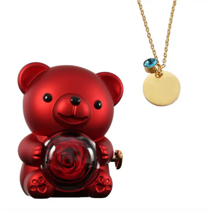 Ours Rose Éternelle avec Disque Personnalisé