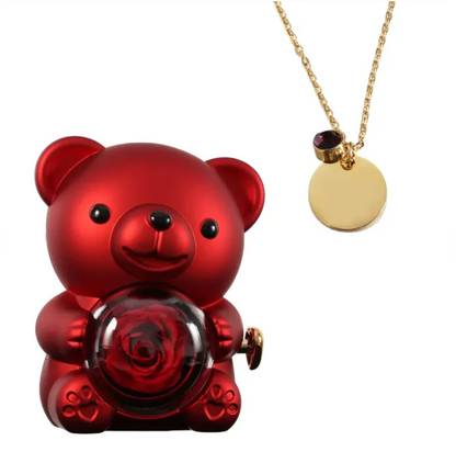 Ours Rose Éternelle avec Disque Personnalisé