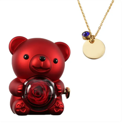 Ours Rose Éternelle avec Disque Personnalisé