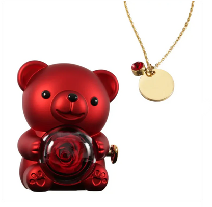 Ours Rose Éternelle avec Disque Personnalisé